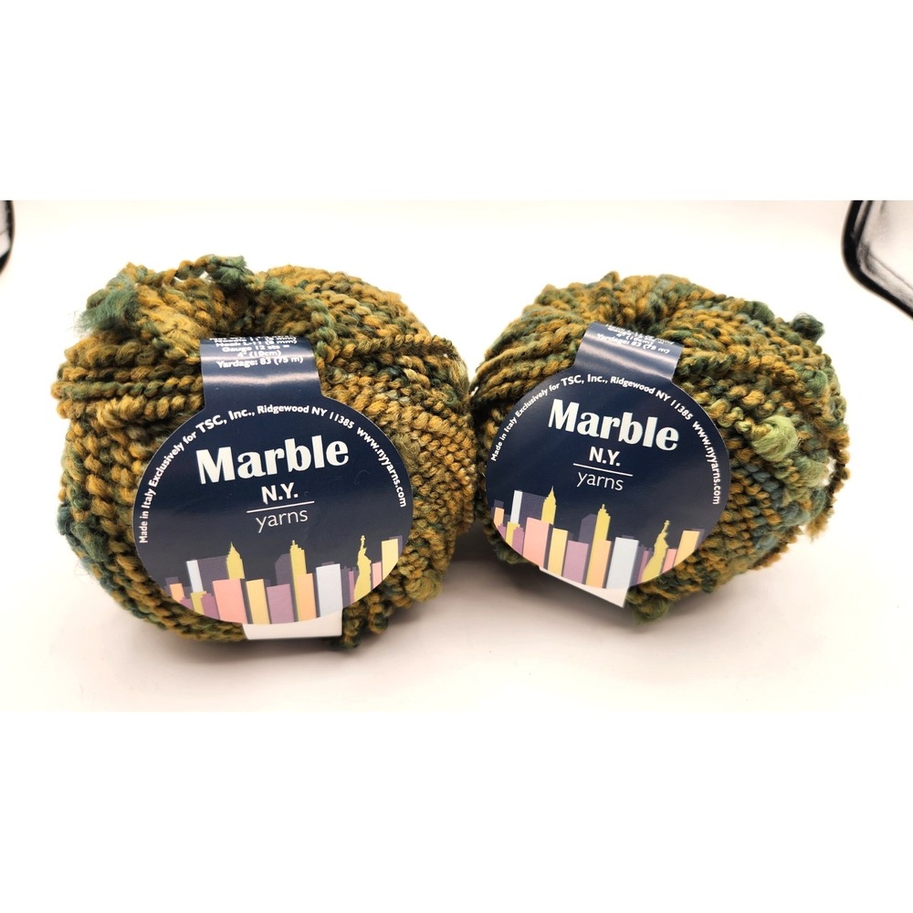 Marble N.Y. Yarn Skeins Lot of 2 Green Color 03 Same Dye Lot